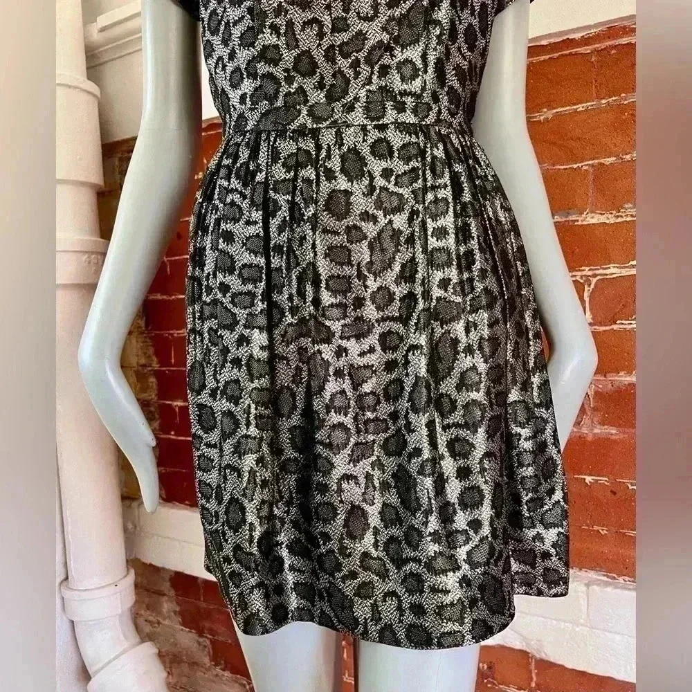 & Other Stories Silk Blend Metallic Anomal Print Mini Cocktail Dress Size 6 - Picture 8 of 16